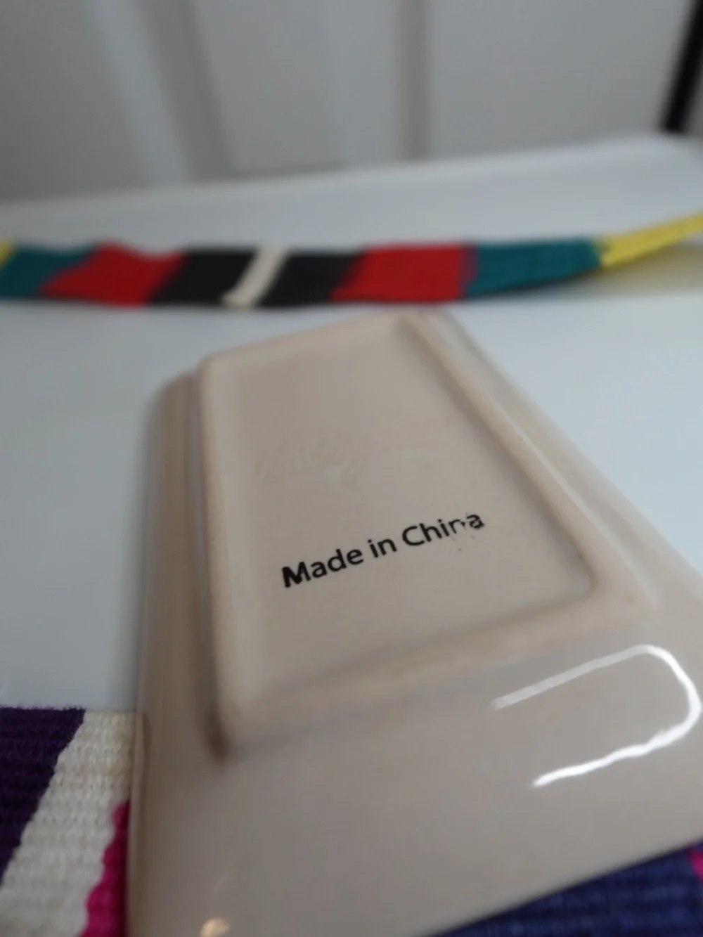 Cream Ceramic Vanity Tray with 'Follow Your Own Path' Script